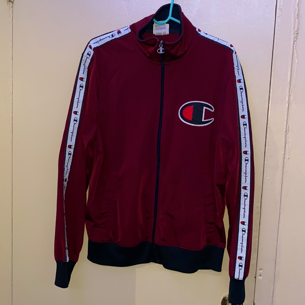 Medium, rose red champion sweater.